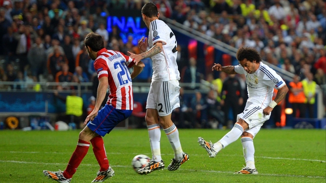 Substitute Marcelo registers a third Real Madrid goal with this strike