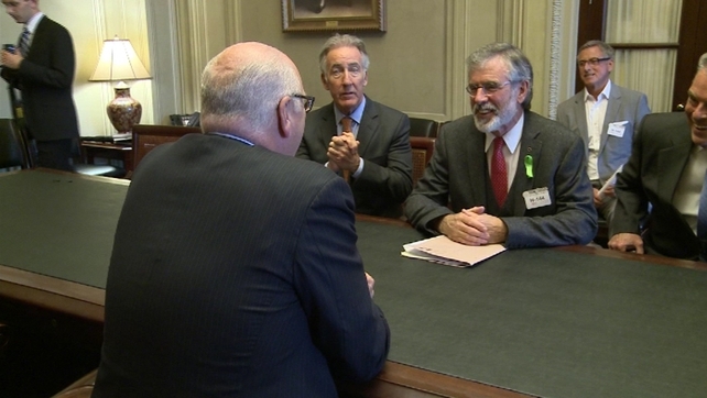 Mr Adams was in Washington to brief officials on the failure to reach agreement on the Haass proposals Mr Adams was in Washington to brief officials on the failure to reach agreement on the Haass proposals