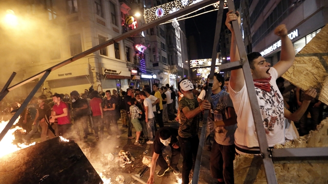 Turkish protesters set a barricade alight during an anti-government protest at Taksim Square last year Turkish protesters set a barricade alight during an anti-government protest at Taksim Square last year