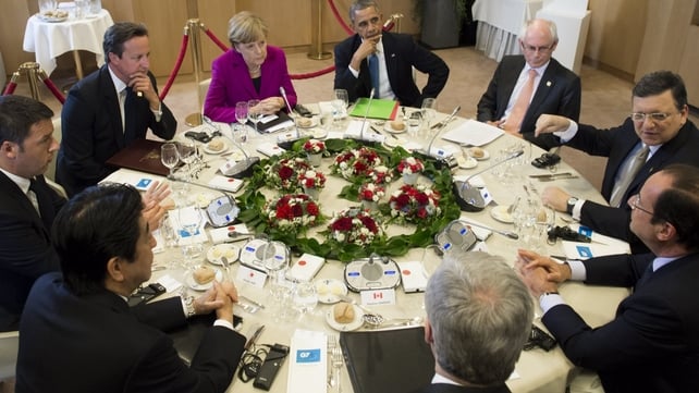 US President Barack Obama (C) sits alongside other G7 leaders during talks in Brussels US President Barack Obama (C) sits alongside other G7 leaders during talks in Brussels