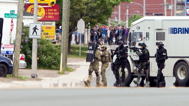 Armed emergency response police officers were involved in the hunt for the gunman in Moncton Armed emergency response police officers were involved in the hunt for the gunman in Moncton
