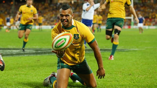 Kurtley Beale cross for a try in the second half