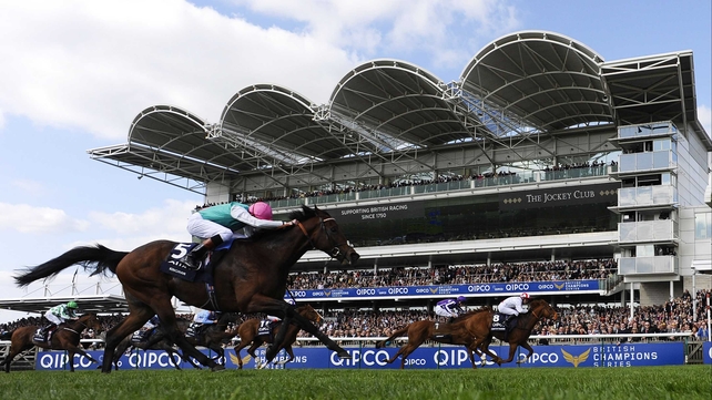 Night Of Thunder saw off the stern challenge of Kingman and Australia at Newmarket despite hanging across the track in the closing stages