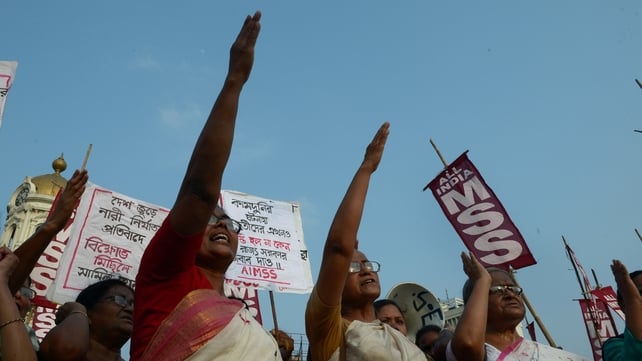 Protesters at a demonstration against rape earlier this week in Baduan Protesters at a demonstration against rape earlier this week in Baduan