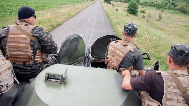 Ukranian troops on patrol in eastern Ukraine near the border with Russia Ukranian troops on patrol in eastern Ukraine near the border with Russia