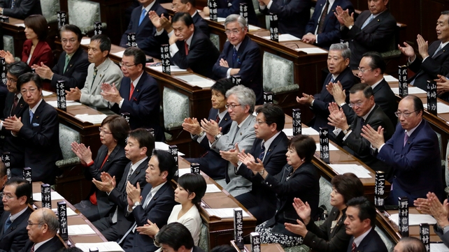 The upper house of parliament voted overwhelmingly for the new bill The upper house of parliament voted overwhelmingly for the new bill