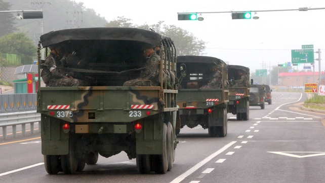 Troops tracked the soldier down near a school close to the North Korean border Troops tracked the soldier down near a school close to the North Korean border