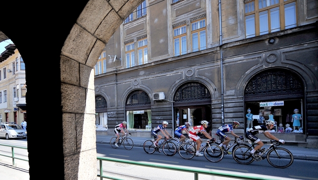 Cyclists make their way through the streets of Sarajevo on the "Race for Peace" Cyclists make their way through the streets of Sarajevo on the "Race for Peace"