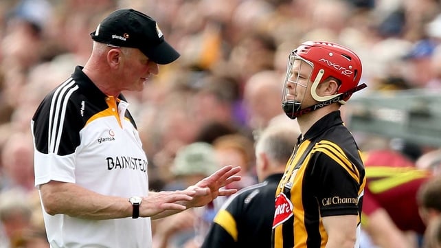 Kilkenny's manager Brian Cody speaks to Tommy Walsh, an influential sub for the Cats