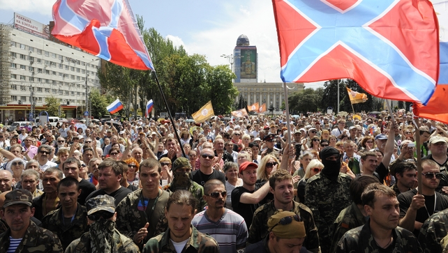 Pro-Russian militants take the military oath of allegiance to the so-called People's Republic of Donetsk Pro-Russian militants take the military oath of allegiance to the so-called People's Republic of Donetsk