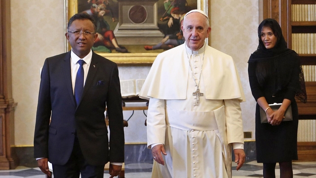 Pope Francis met the Madagascan president today Pope Francis met the Madagascan president today