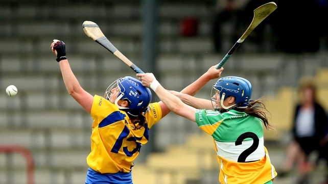 Clare's Claire McMahon and Fiona Stephens of Offaly