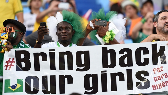 Nigerian supporters at the World Cup in Brazil calling for the return of over 200 schoolgirls kidnapped by Boko Haram Nigerian supporters at the World Cup in Brazil calling for the return of over 200 schoolgirls kidnapped by Boko Haram