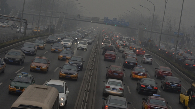 Traffic on the second ring road as heavy air pollution continues to shroud Beijing Traffic on the second ring road as heavy air pollution continues to shroud Beijing