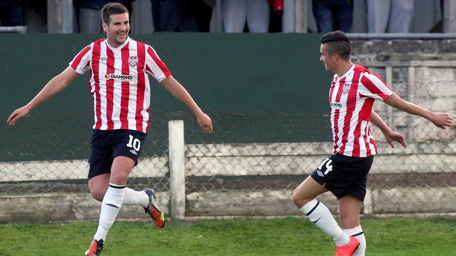 Derry's Patrick McEleney celebrates scoring the opening goal