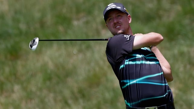 Jonas Blixt tees off on the seventh hole during the first round of the Greenbrier Classic