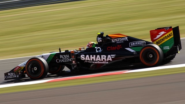 Sergio Perez during practice ahead of the British Grand Prix at Silverstone