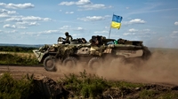 Ukrainian flag raised over Slaviansk Ukrainian flag raised over Slaviansk