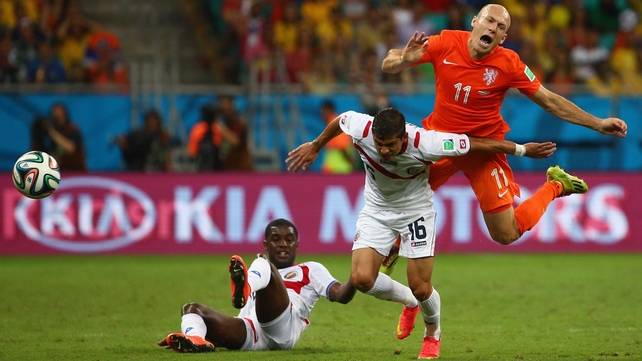 Cristian Gamboa in action against the Netherlands at the recent World Cup
