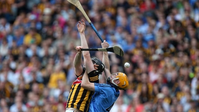 Dublin's Walter Walsh and Paul Schutte of Kilkenny battle for the ball