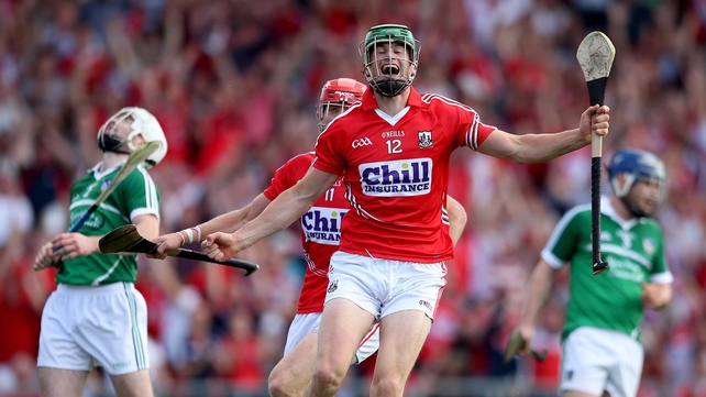 Cork's Seamus Harnedy celebrates scoring his side's opening goal