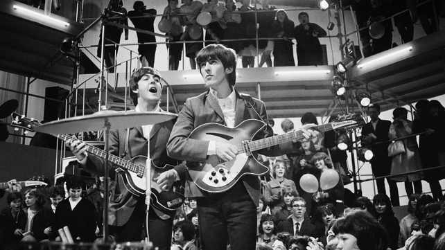 George Harrison (centre) with Paul McCartney George Harrison (centre) with Paul McCartney