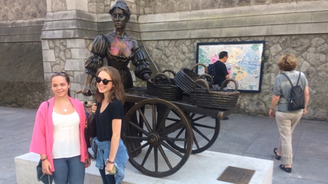 Graffiti is seen on the Molly Malone statue outside the Dublin Tourist Office Graffiti is seen on the Molly Malone statue outside the Dublin Tourist Office