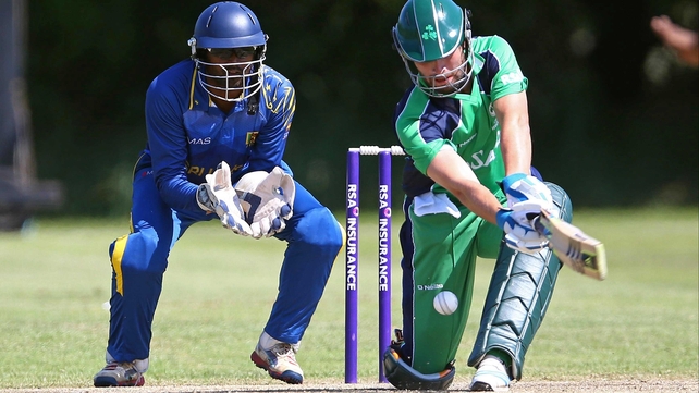 Andrew Balbirnie is caught lbw for just two runs at Coleraine