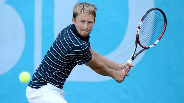 Josh Milton unleashes a backhand in his encounter with Sam Barry