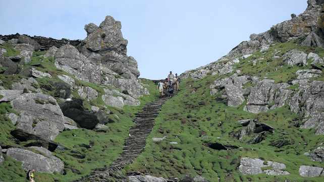 Production crew work to create sets on Skellig Michael as Star Wars Episode VII begins filming Production crew work to create sets on Skellig Michael as Star Wars Episode VII begins filming