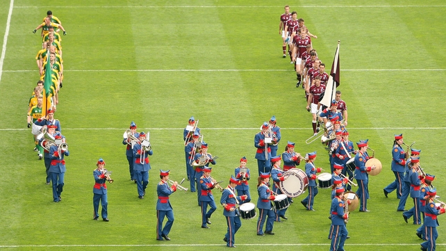 Galway and Kerry in the parade before their 2008 quarter-final clash