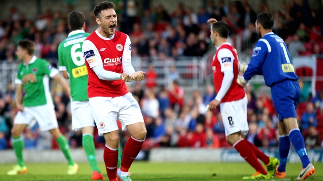 Mark Quigley had a frustrating evening and was sent off in the second half