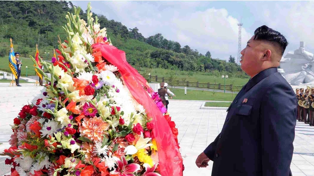 North Korean leader Kim Jong-un visiting the Korean War veterans cemetery in Pyongyang North Korean leader Kim Jong-un visiting the Korean War veterans cemetery in Pyongyang