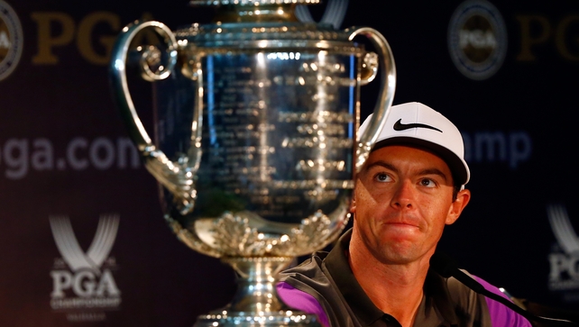 With the Wannamaker Trophy at the post-round press conference