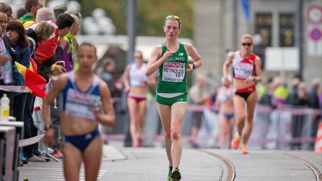 Laura Reynolds in action before bowing out of the 20km race walk