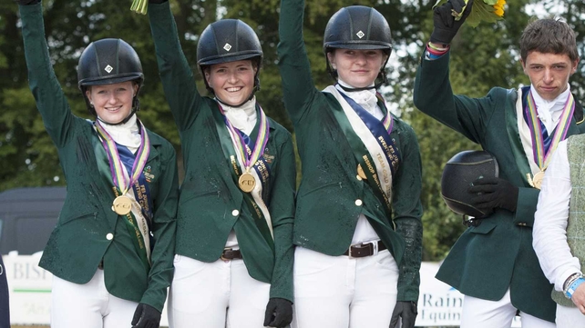 Ireland's gold medallists on the podium at Bishop Burton