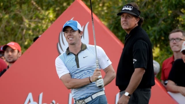 Phil Mickelson (Right) aims to keep Rory McIlroy in his sights at The Barclays