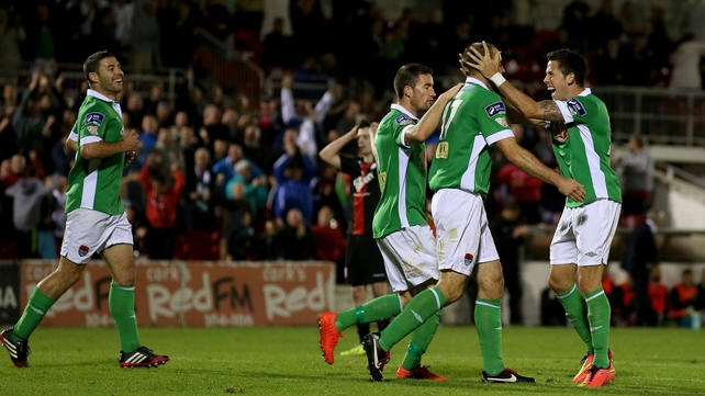 Cork celebrate their late equaliser