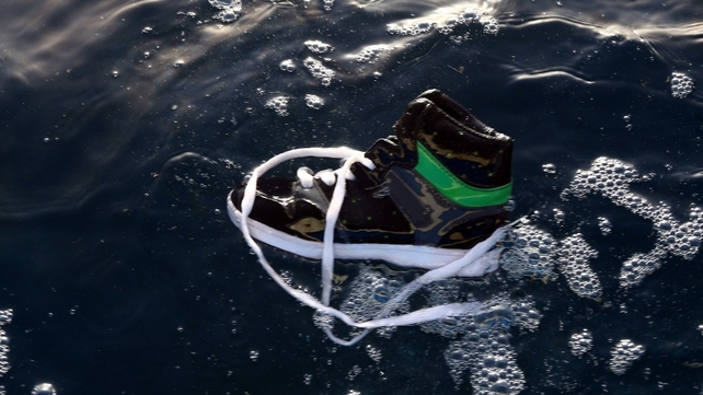 Shoe of one of the victims of the sinking vessel Shoe of one of the victims of the sinking vessel