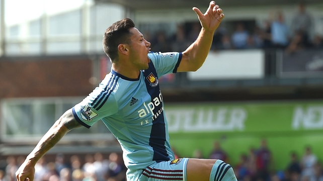 Mauro Zarate of West Ham United celebrates his goal
