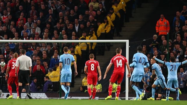 Stevan Jovetic put Manchester City ahead just before the break