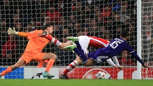 Anderlecht's Aleksandar Mitrovic scores his side's third goal Anderlecht's Aleksandar Mitrovic scores his side's third goal