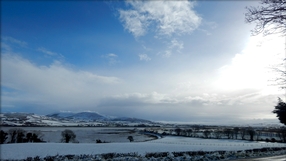 Snow in Donegal, taken from Inch Island looking at Burnfoot, Scalp Mountain and Derry city (Pic: Aoife Nic Sheain)