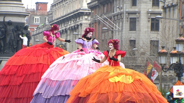 Some of the colourful costumes enjoyed by spectators in Dublin