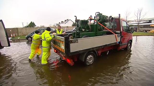 Workers engaged in Athlone flood operation
