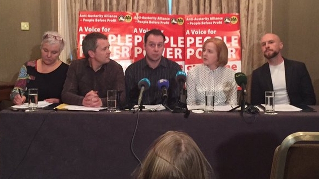 The Anti-Austerity Alliance/People Before Profit group launches its campaign. The Anti-Austerity Alliance/People Before Profit group launches its campaign.