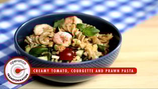 OpTrans: Creamy Tomato, Courgette and Prawn Pasta OpTrans: Creamy Tomato, Courgette and Prawn Pasta