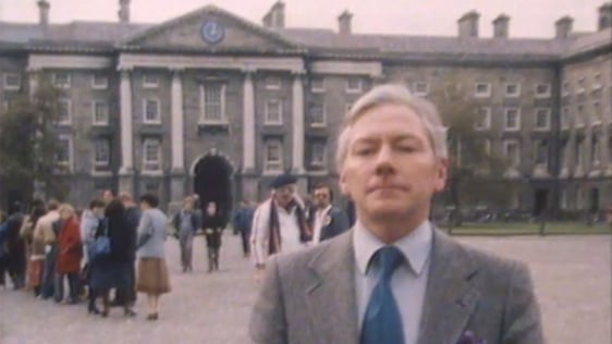Gay Byrne in Trinity College in 1982