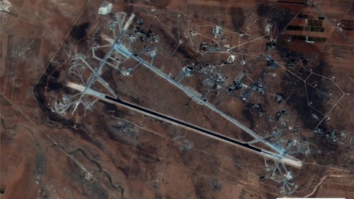 Satellite imagery of Shayrat airbase following last year's US air strike
