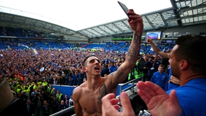 Anthony Knockaert takes a celebration selfie Anthony Knockaert takes a celebration selfie